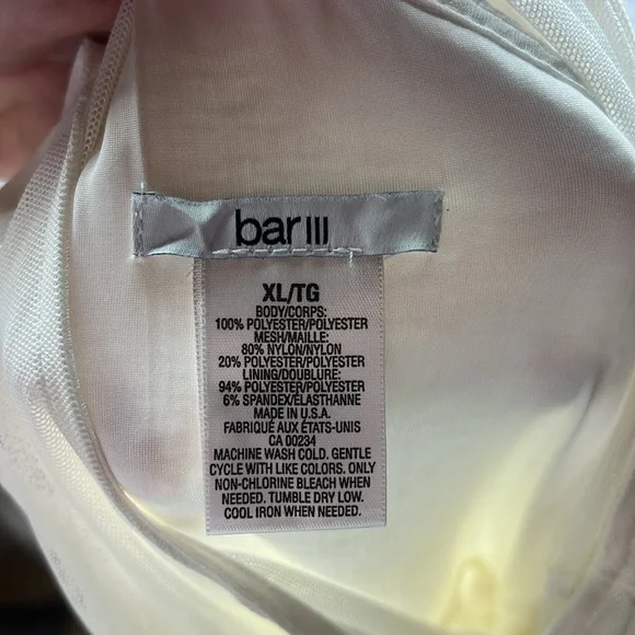 Bar III Sleeveless Above Knee Mini Dress White Glitter Womens XL Bride Bridal - Picture 10 of 10